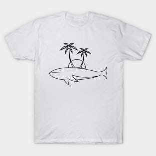 A whale carrying an island T-Shirt